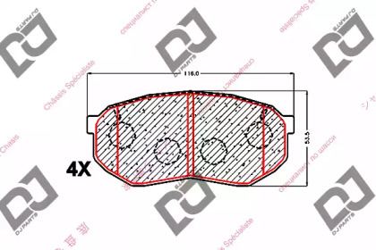 Комплект тормозных колодок, дисковый тормоз DJ PARTS BP1590